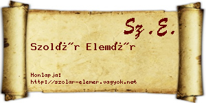 Szolár Elemér névjegykártya